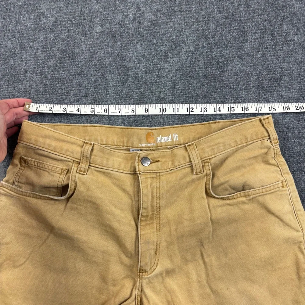 CARHARTT Men’s Relaxed Fit Rugged Canvas Work Utility Pants Hickory Camel  36x30 - Picture 5 of 8